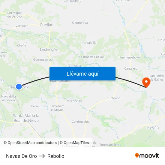 Navas De Oro to Rebollo map