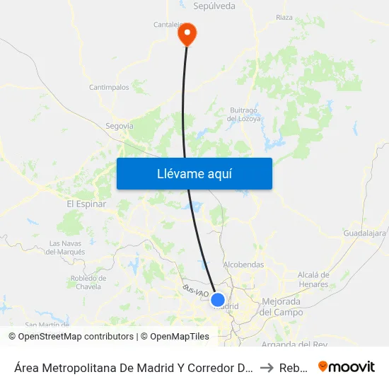 Área Metropolitana De Madrid Y Corredor Del Henares to Rebollo map
