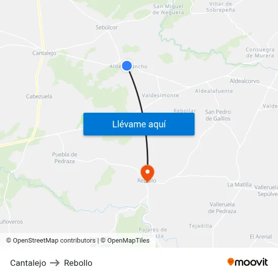 Cantalejo to Rebollo map