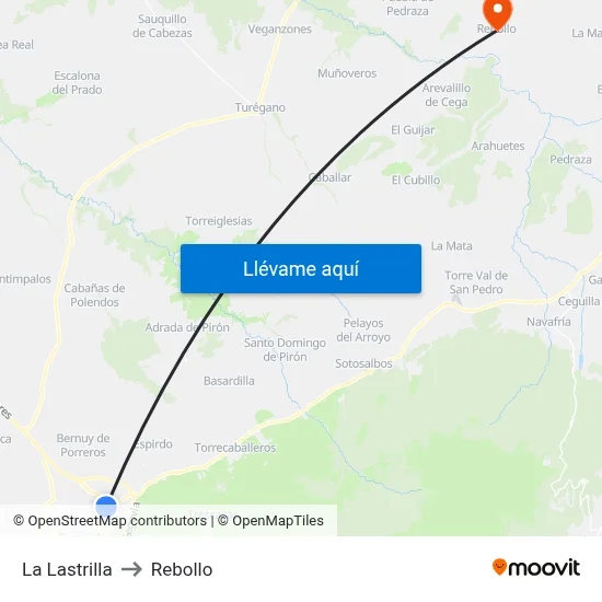 La Lastrilla to Rebollo map