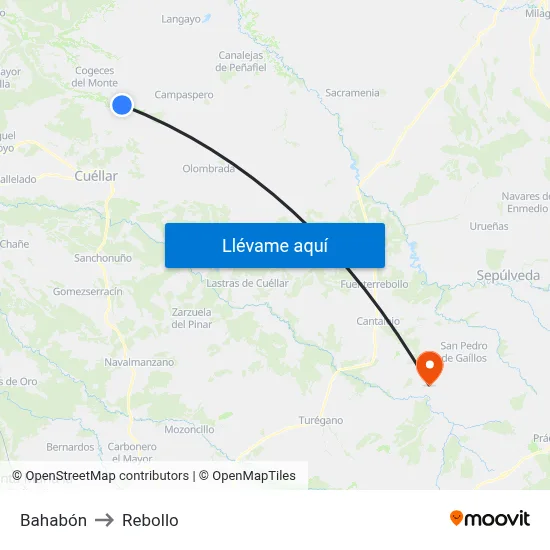 Bahabón to Rebollo map