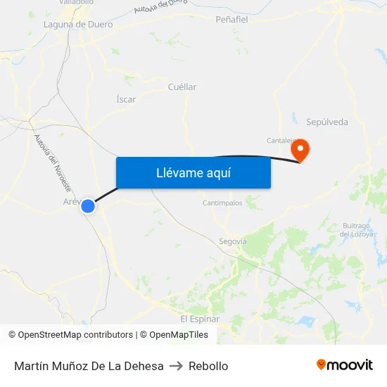 Martín Muñoz De La Dehesa to Rebollo map