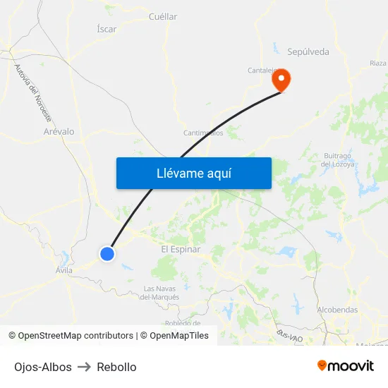 Ojos-Albos to Rebollo map
