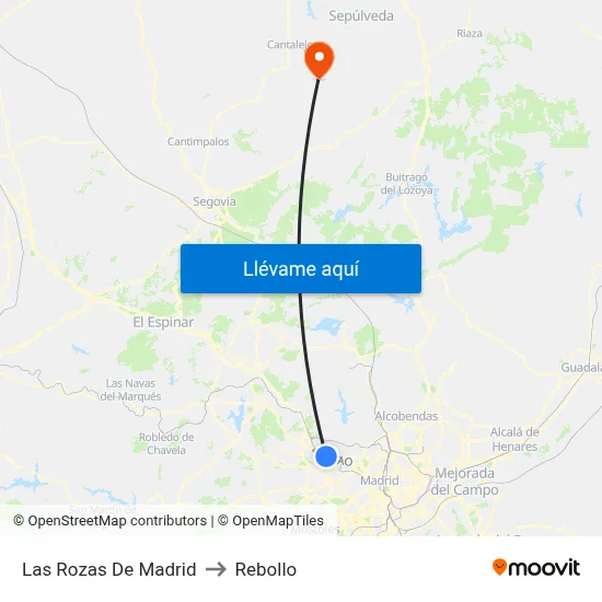 Las Rozas De Madrid to Rebollo map