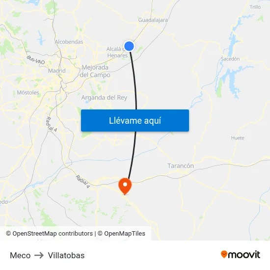 Meco to Villatobas map