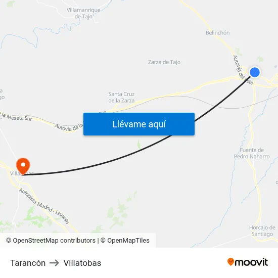 Tarancón to Villatobas map