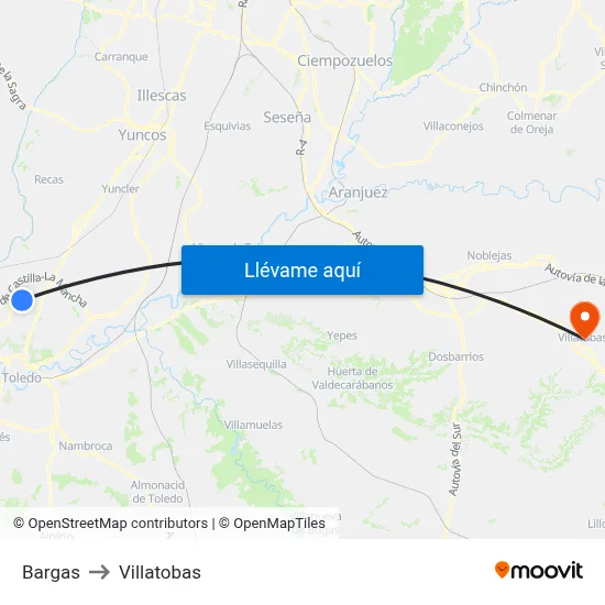 Bargas to Villatobas map