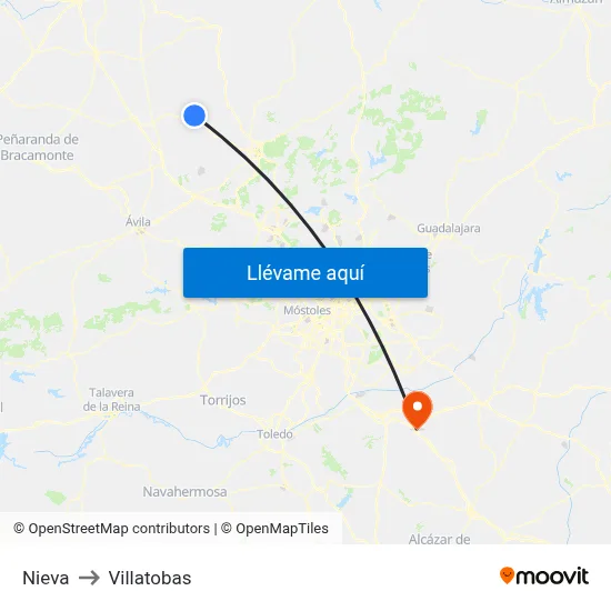 Nieva to Villatobas map