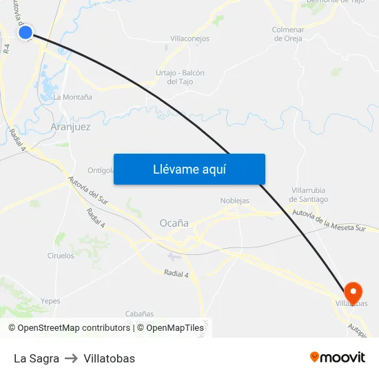 La Sagra to Villatobas map