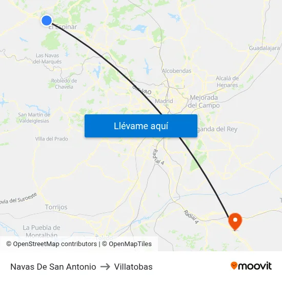 Navas De San Antonio to Villatobas map