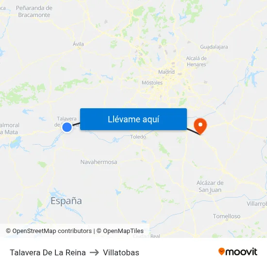 Talavera De La Reina to Villatobas map