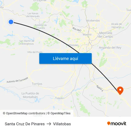 Santa Cruz De Pinares to Villatobas map