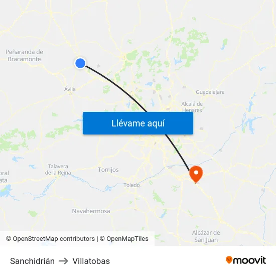 Sanchidrián to Villatobas map