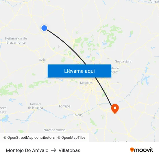 Montejo De Arévalo to Villatobas map