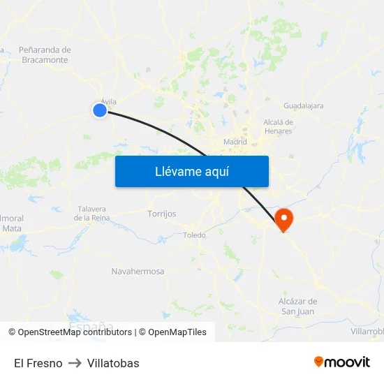 El Fresno to Villatobas map