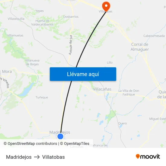 Madridejos to Villatobas map