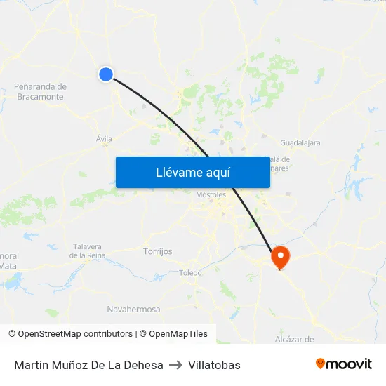 Martín Muñoz De La Dehesa to Villatobas map