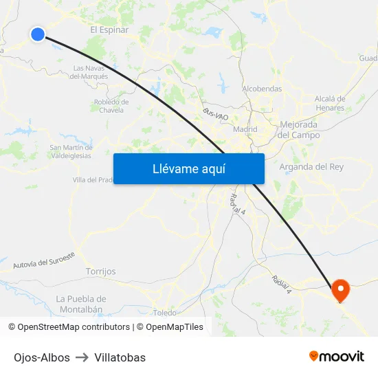 Ojos-Albos to Villatobas map