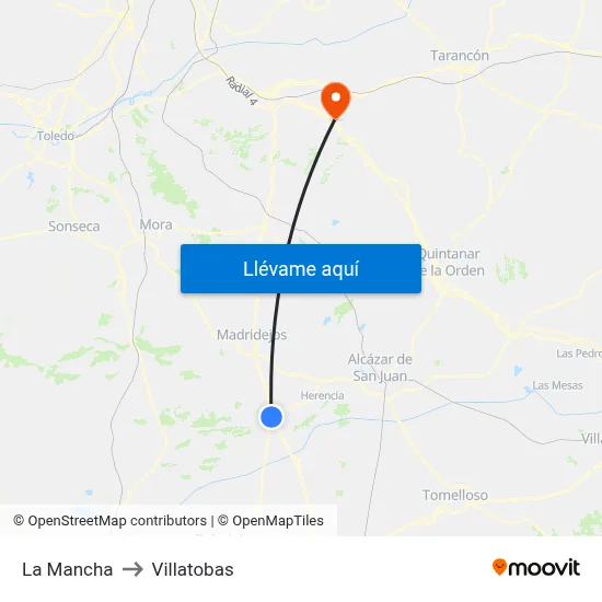 La Mancha to Villatobas map
