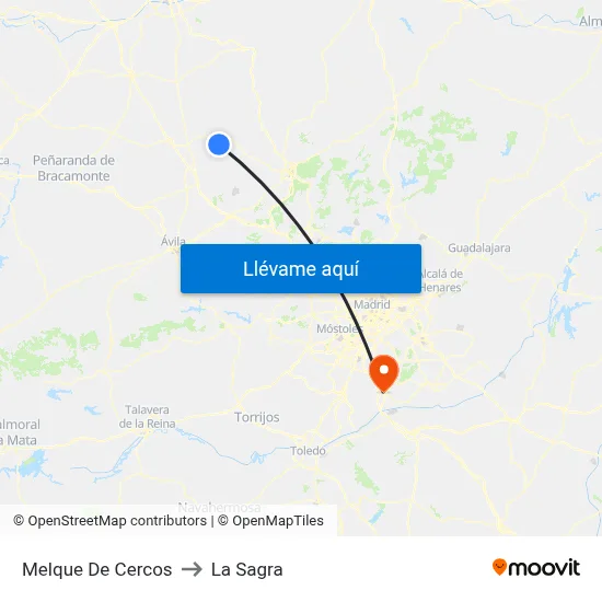 Melque De Cercos to La Sagra map