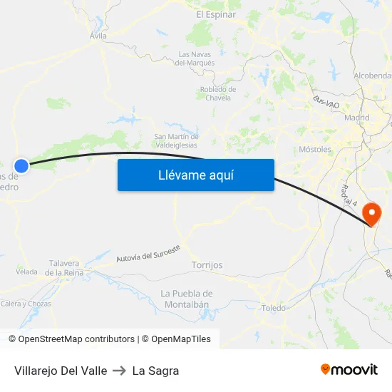 Villarejo Del Valle to La Sagra map
