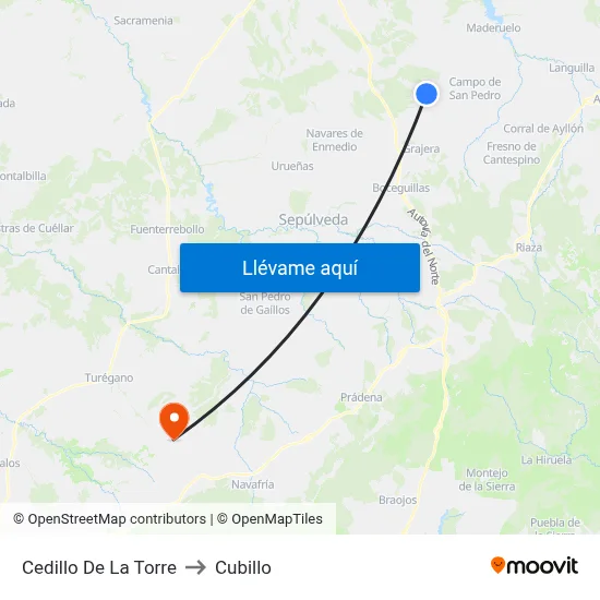 Cedillo De La Torre to Cubillo map