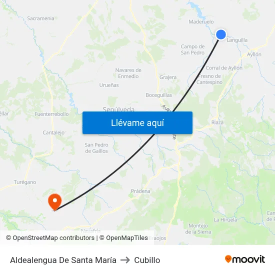 Aldealengua De Santa María to Cubillo map