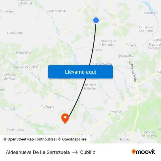 Aldeanueva De La Serrezuela to Cubillo map