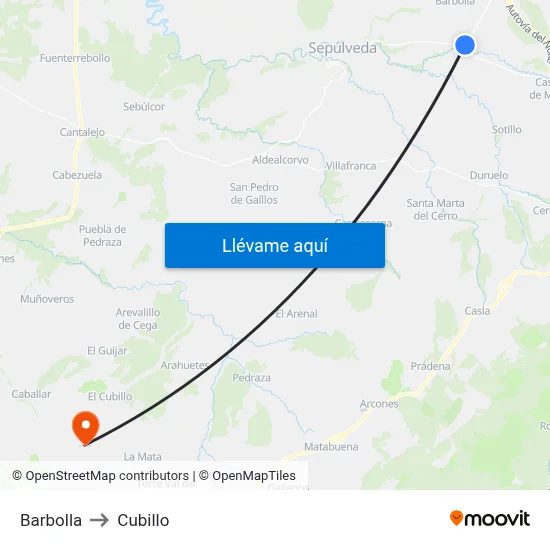 Barbolla to Cubillo map