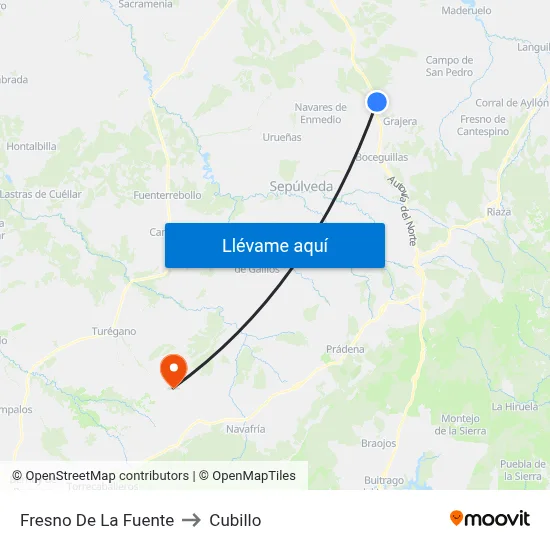 Fresno De La Fuente to Cubillo map