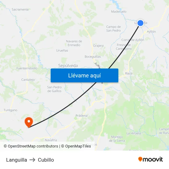 Languilla to Cubillo map
