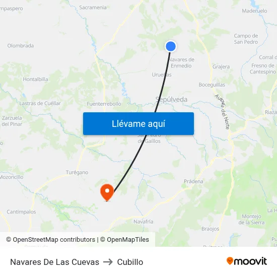 Navares De Las Cuevas to Cubillo map