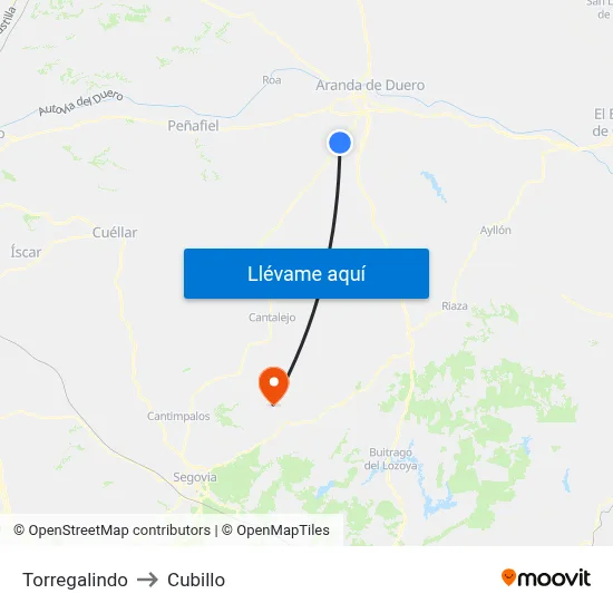 Torregalindo to Cubillo map