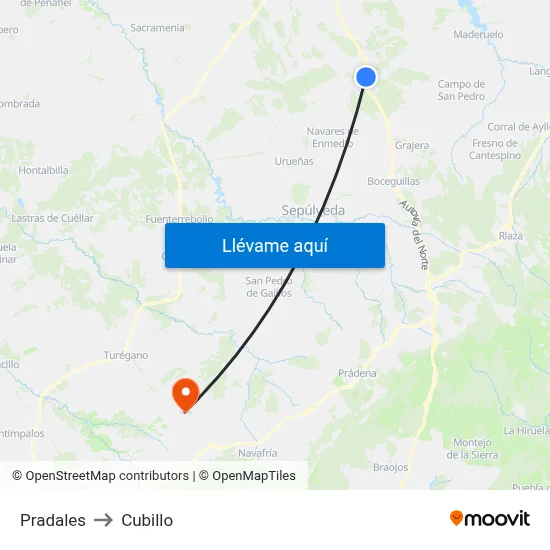 Pradales to Cubillo map
