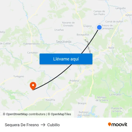 Sequera De Fresno to Cubillo map