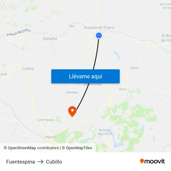 Fuentespina to Cubillo map