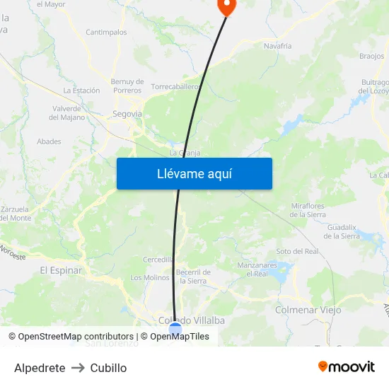 Alpedrete to Cubillo map