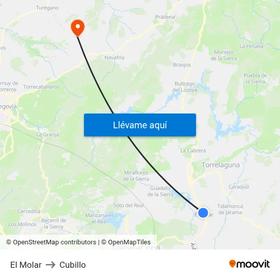 El Molar to Cubillo map