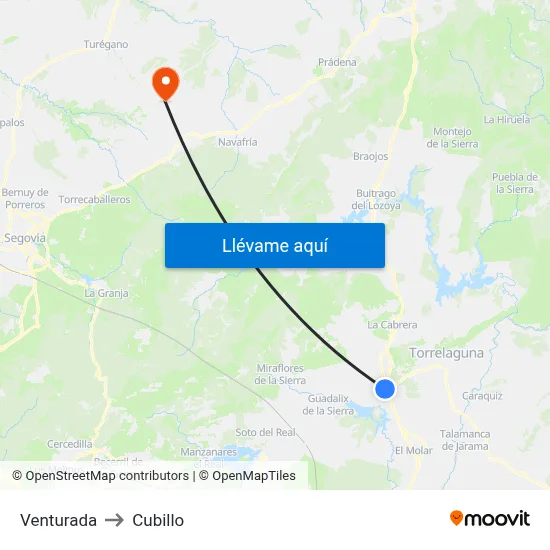 Venturada to Cubillo map