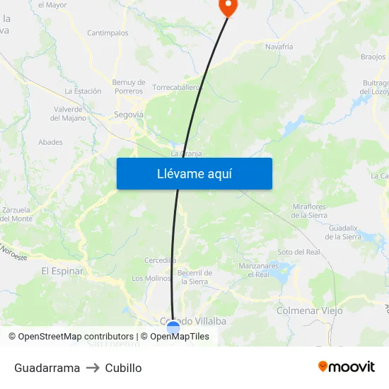 Guadarrama to Cubillo map