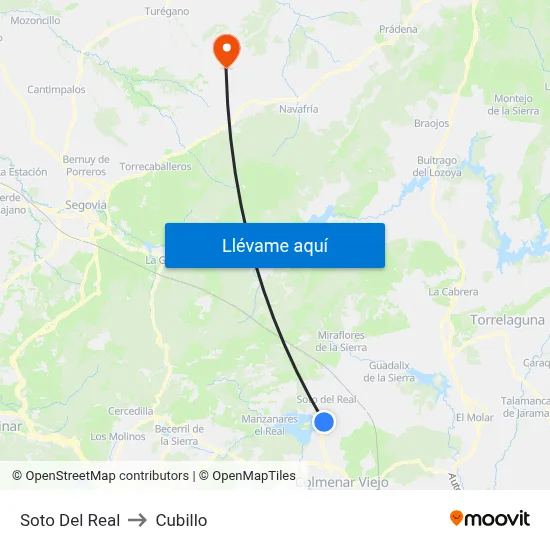 Soto Del Real to Cubillo map
