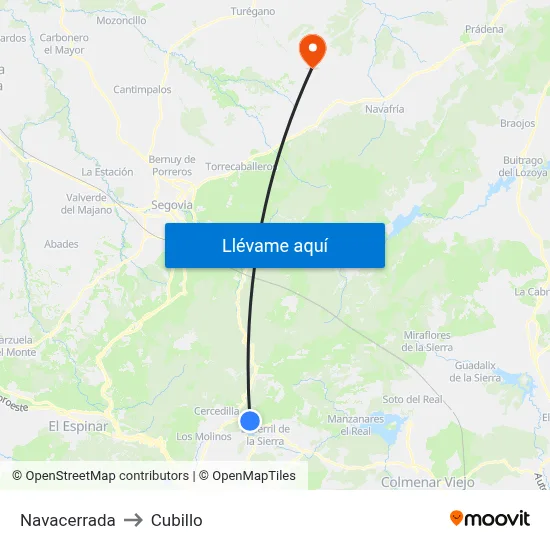 Navacerrada to Cubillo map