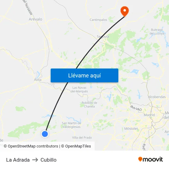 La Adrada to Cubillo map