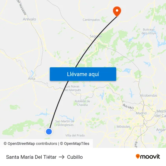 Santa María Del Tiétar to Cubillo map
