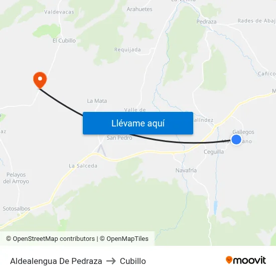 Aldealengua De Pedraza to Cubillo map