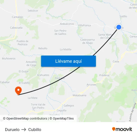 Duruelo to Cubillo map