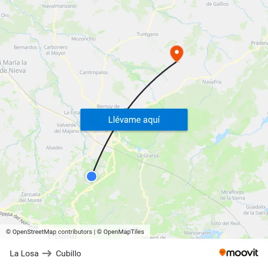 La Losa to Cubillo map