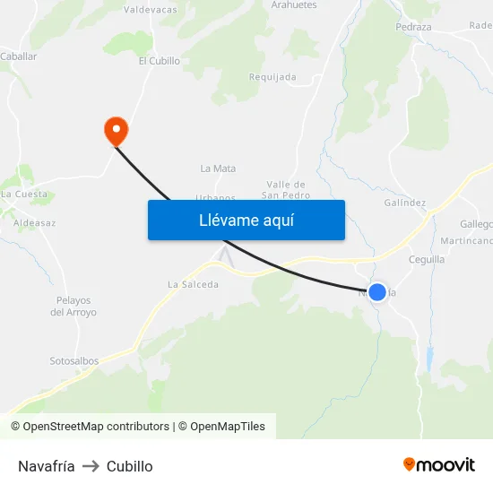 Navafría to Cubillo map
