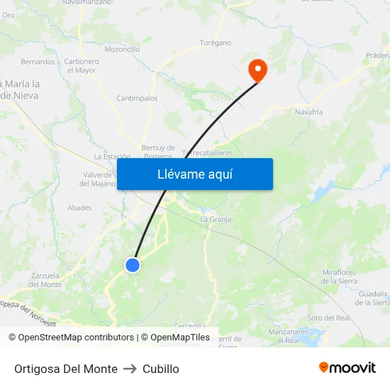 Ortigosa Del Monte to Cubillo map