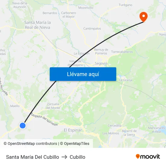 Santa María Del Cubillo to Cubillo map